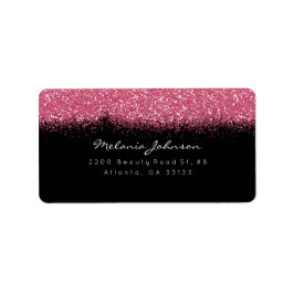 Rosa Black Sparkly Glitter-penseldrag Adressetikett