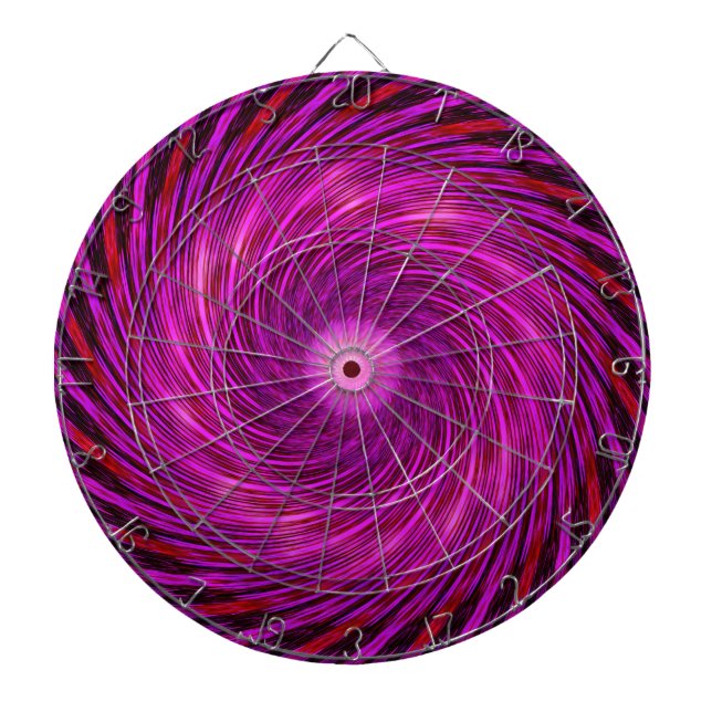 Rosa Black Spiral Wave Kaleidoscope Art Darttavla (Framsidan)