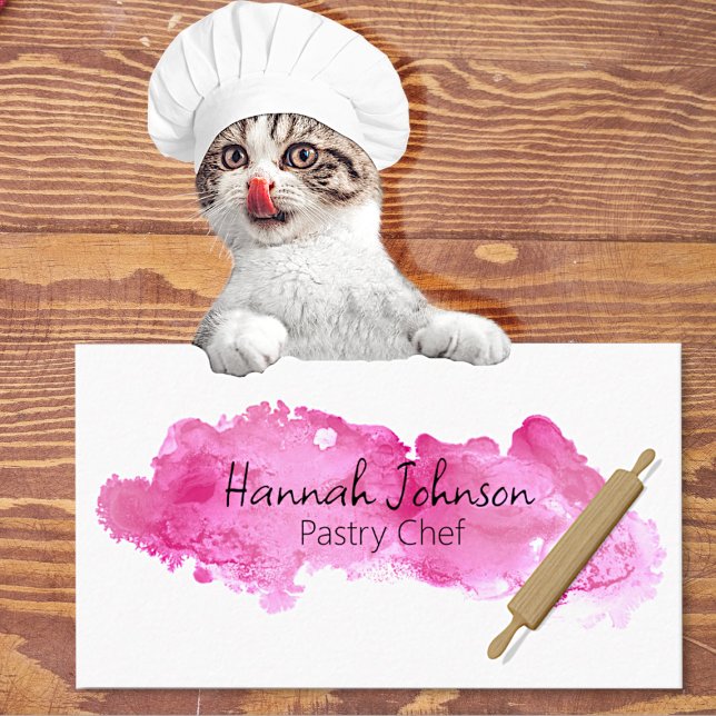 Rosa Bläck Stain Pastry Chef Visitkort (Skapare uppladdad)