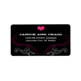 Rosa & Black Sten 'n' Roll Music Thmet Bröllop Adressetikett