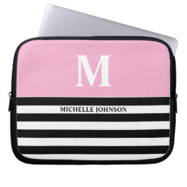 Rosa Black Stripe bärbar dator Fodral för kvinnor