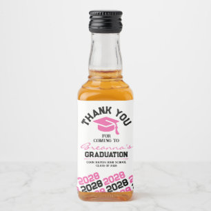 Rosa & Black Studenten Tack Mini Spritflaskor Etikett