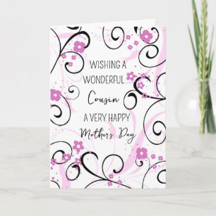Rosa Black Swirls Cousin Lycklig Mors dag Kort