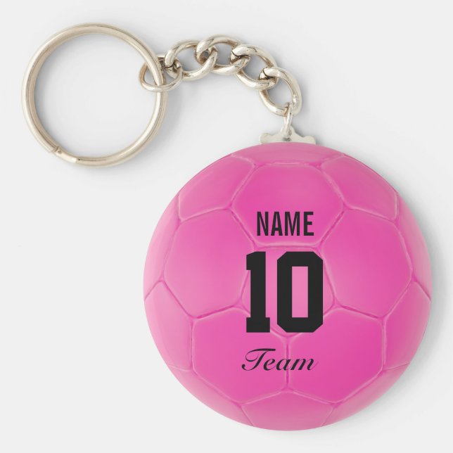 Rosa Black Team Ocer Ball Personlig Namn Nyckelring (Framsidan)