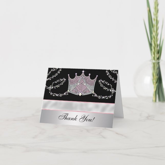 Rosa Black Tiara Princess Tack Cards Kort (Framsida)