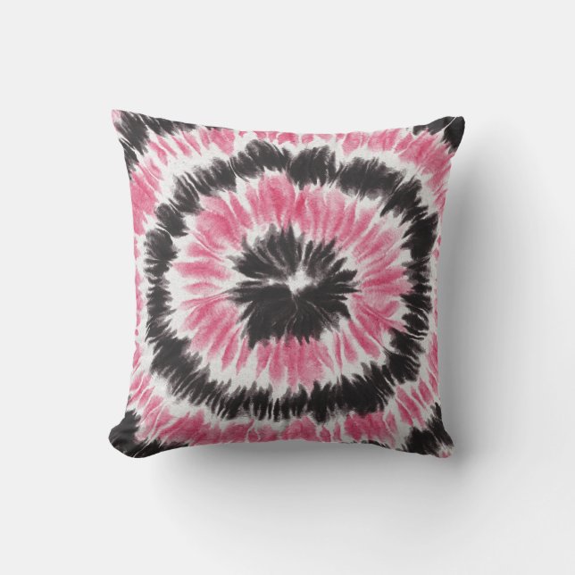 Rosa Black Tie Dye Circle Kudde (Framsida)
