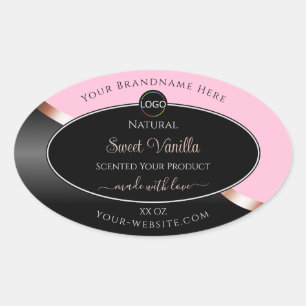 Rosa Black Vågigt Ro Guld med Logotyp-produktetike Ovalt Klistermärke