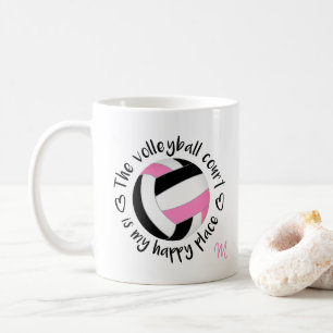 rosa Black volleyball Court är min lycklig ställe Kaffemugg