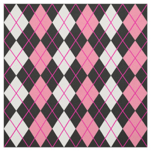 Rosa Black White Argyle Diamond Design Tyg