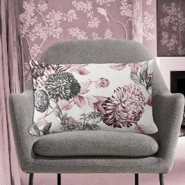  Rosa Black & White Botanile Toile Lumbarkudde