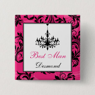 Rosa Black White Chandelier Best Man Pin Knapp