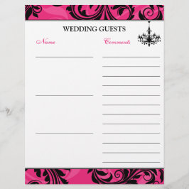 Rosa Black White Chandelier Guest Bok Papper