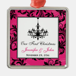 Rosa Black White Chandelier Rulla 1:a julen Julgransprydnad Metall