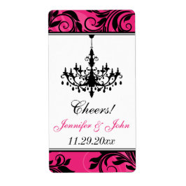 Rosa Black White Chandelier, Scrolls Vin-etikett Fraktsedel