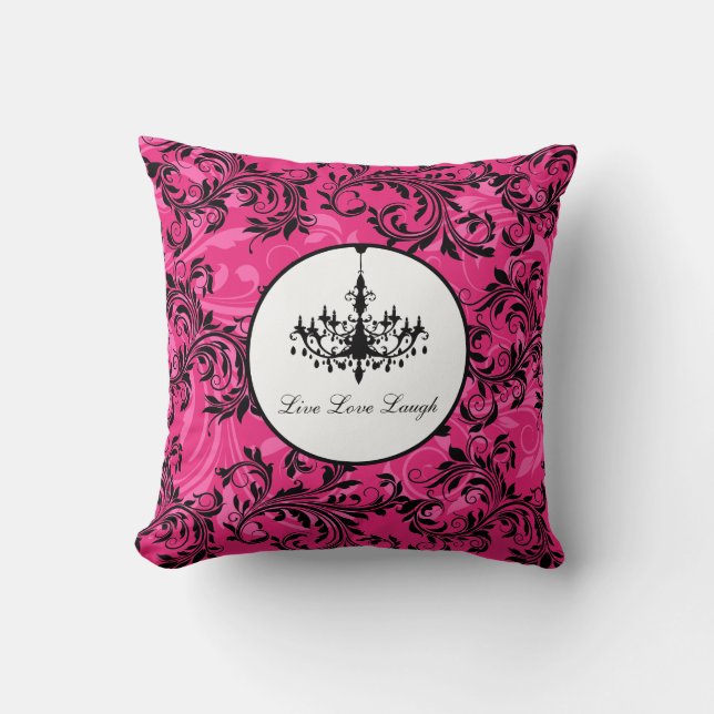Rosa Black White Chandelier, Scrollsar Pillow Kudde (Framsida)