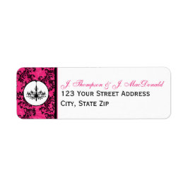 Rosa Black White Chandelier, Scrollss Address Labe Returadress Etikett