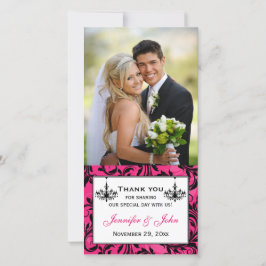 Rosa Black White Chandeliers Bröllop Photocard Tack Kort