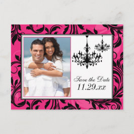 Rosa Black White Chandeliers Spara datumkort 2 Meddelande Vykort
