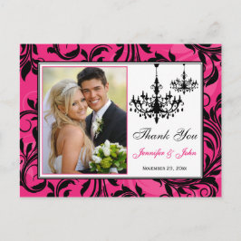 Rosa Black White Chandeliers Tack Post Card Vykort
