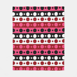 Rosa Black White Circle Stars Rand Design Fleecefilt