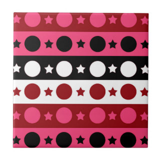 Rosa Black White Circle Stars Rand Design Kakelplatta