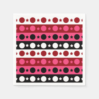 Rosa Black White Circle Stars Rand Design Pappersservett