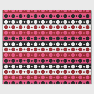 Rosa Black White Circle Stars Rand Design Presentpapper