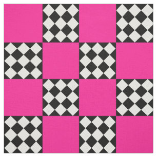 Rosa Black White Harlequin Square Shape Textile Tyg