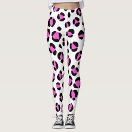 Rosa Black White Leopard Animal Print Leggings
