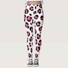 Rosa Black White Leopard Animal Print Leggings