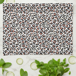 Rosa Black White Leopard Skriv ut Kökshandduk