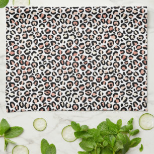 Rosa Black White Leopard Skriv ut Kökshandduk