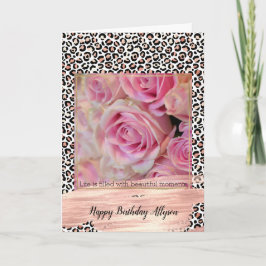 Rosa Black White Leopard Skriv ut Kort