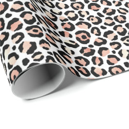 Rosa Black White Leopard Skriv ut Presentpapper