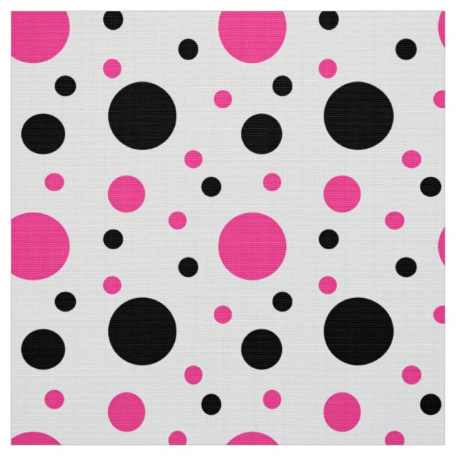 Rosa Black White Polka dots Tyg (Provkarta)