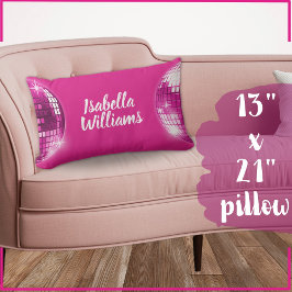Rosa Black White Rand Disco Boll Gnistra Namn Lumbarkudde