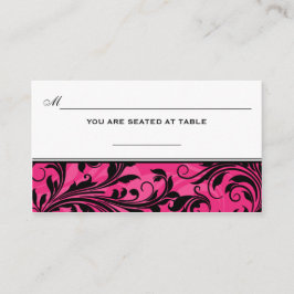 Rosa Black White Scrolls Bröllop Place Card Placeringskort