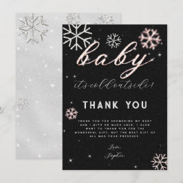 Rosa Black Winter Rhinestone Baby Shower Tack Inbjudningar