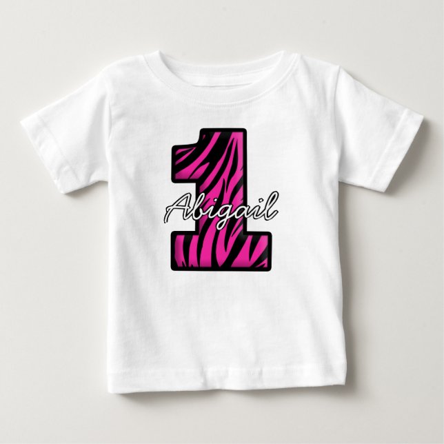 Rosa Black Zebra Ett år gammal T-shirt (Framsida)