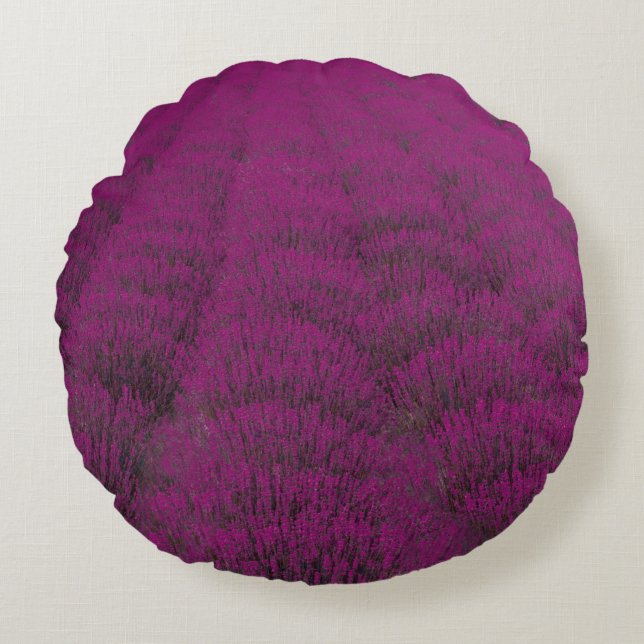 Rosa bläckblomma fält rund kudde (Framsidan)