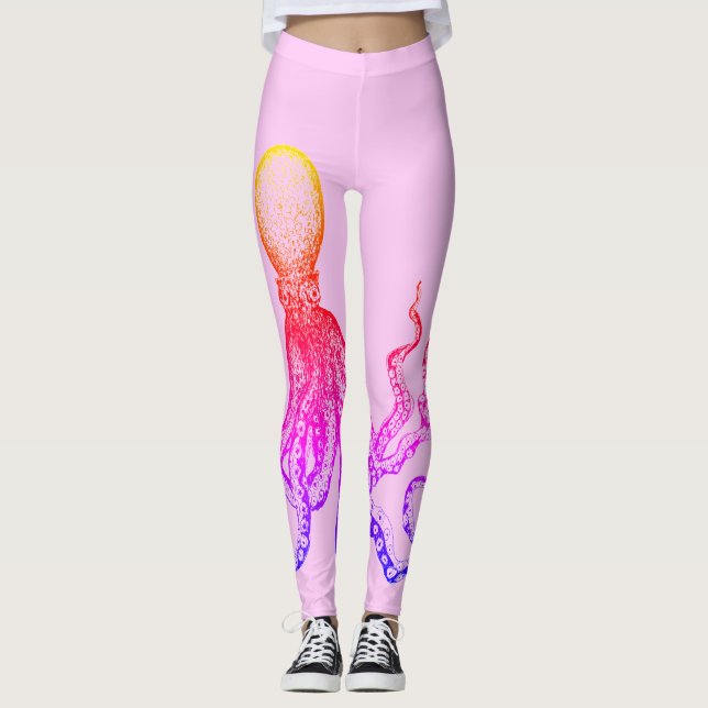 Rosa bläckfiskdamasker leggings (Framsida)