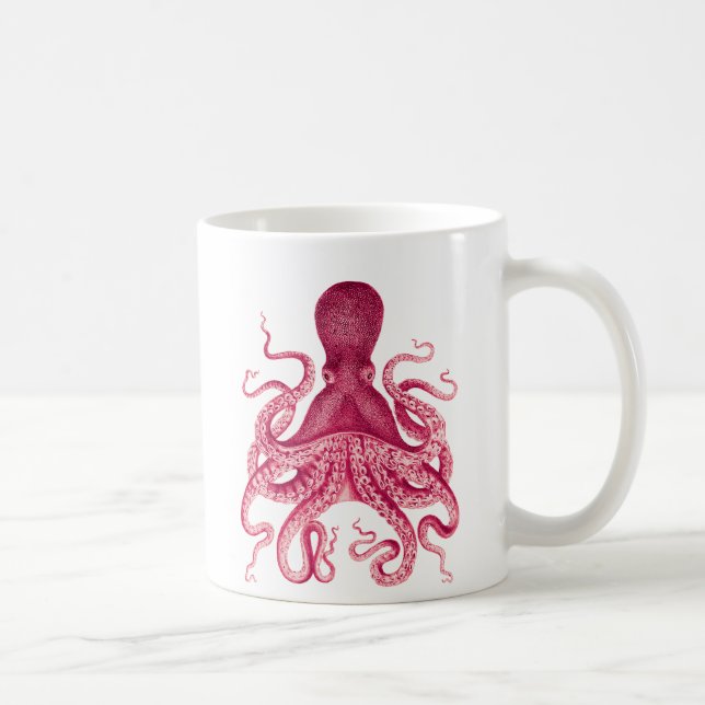 Rosa bläckfiskillustration för vintage flickaktigt kaffemugg (Höger)