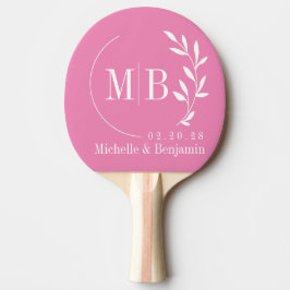 Rosa blad vigselmonogram pingisracket