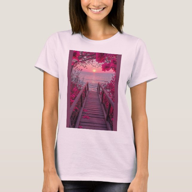 Rosa blandad t-shirt med rosa design  (Framsida)