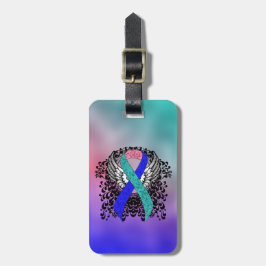 Rosa/blått band med Vingar Bagagebricka