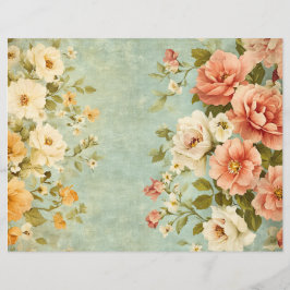 Rosa Blått Blommigt-skräppost Journal-Papper