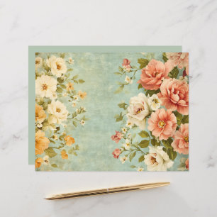 Rosa Blått Blommigt-skräppost Journal-Papper