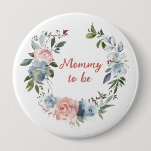Rosa Blått Blommigt Utandning ska vara 4 Mamma Knapp