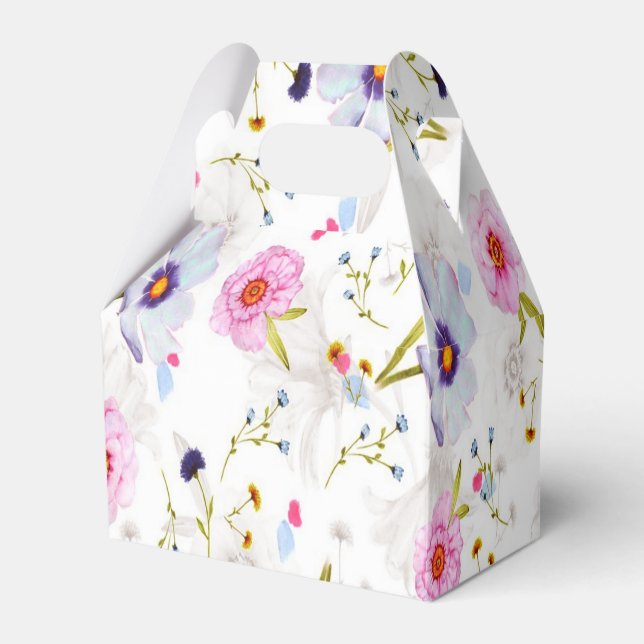 Rosa, blått Blommönster Presentaskar (Framsidan Sidan)