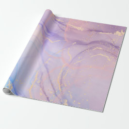 Rosa & Blått Guld Glitter Marmor Presentpapper
